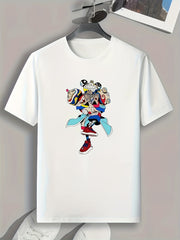 Cartoon Print Men's Sports Tshirt Graphic Tee Summer Outdoor Fitness Clothes