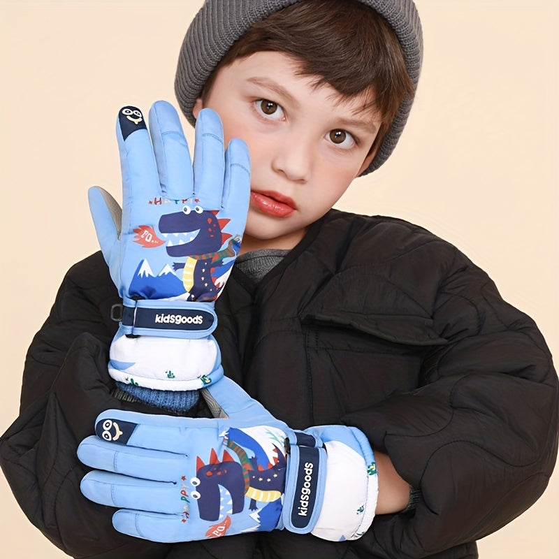 Kids Cartoon Thermal Ski Gloves Snowboard Winter Mittens