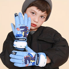 Kids Cartoon Thermal Ski Gloves Snowboard Winter Mittens