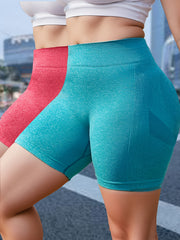 2 Pack Women's Plus Size High Waisted Sports Shorts Set