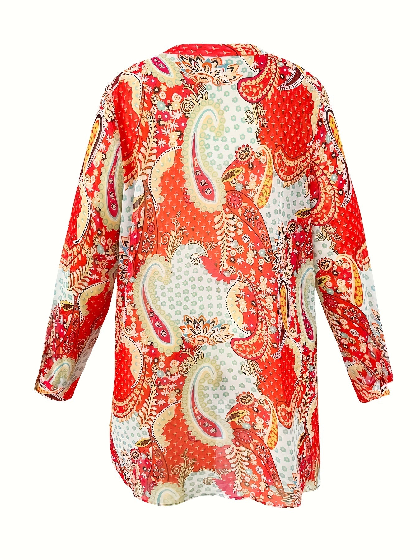 Paisley Floral Print Boho Blouse Plus Size
