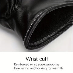 Warm Touch Screen Gloves PU Leather Cycling Coldproof Gloves