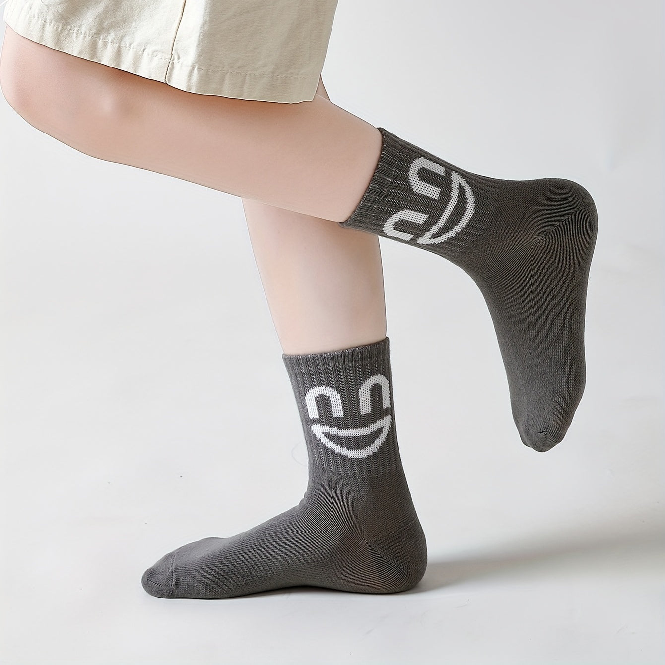 5 Pairs Kids Funny Crew Socks Breathable Comfortable Mid Calf