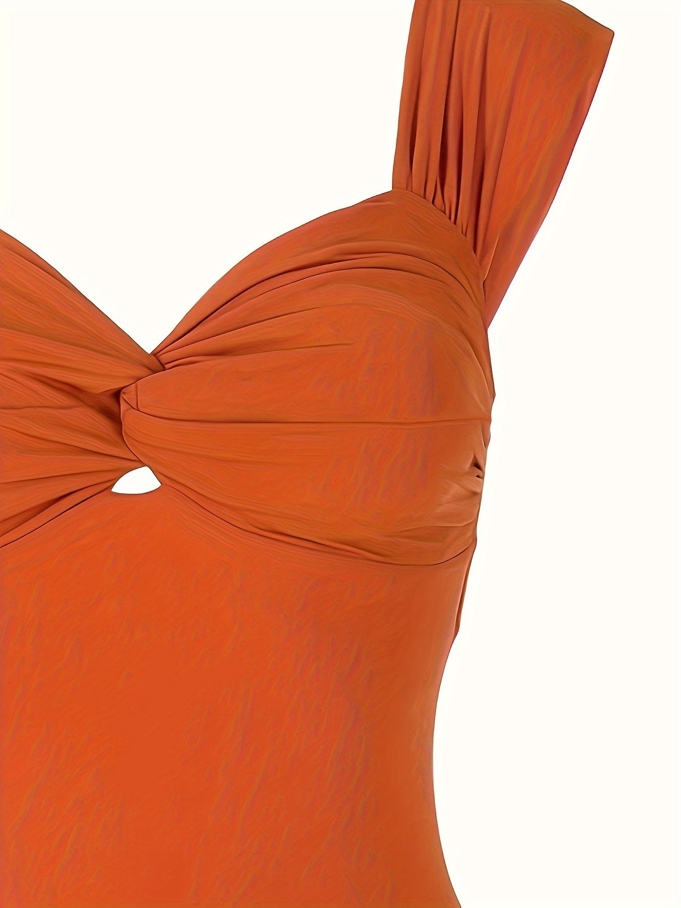 Twist Front One Piece Swimsuit Wide Straps