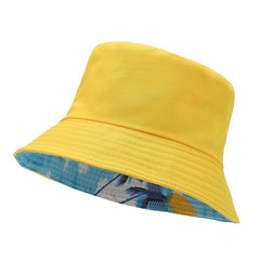 Kids Coconut Tree Bucket Hat Double Sided Fisherman Sun Cap