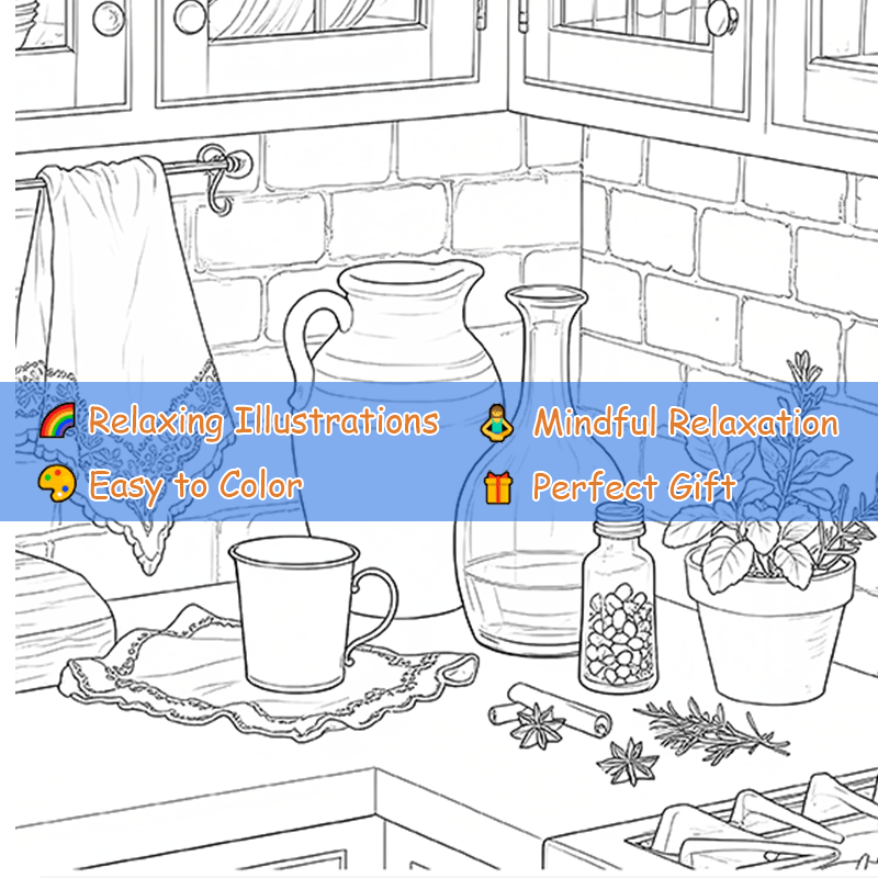 Cozy Corner Adult Coloring Book, 22 Pages, 20x20 cm, Birthday, Halloween, Xmas