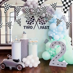 Racing Birthday Decorations Set - Square Flag Banner for Racing Party Supplies