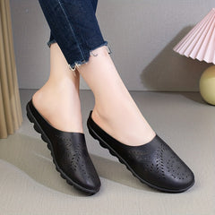 Women's Hollow Out Flat Shoes Slip on Summer Half Slippers