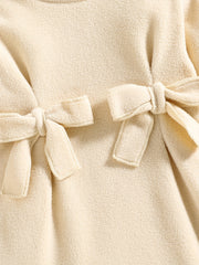 Baby Girl's Plush Bow Dress Toddler Autumn Winter Clothes
