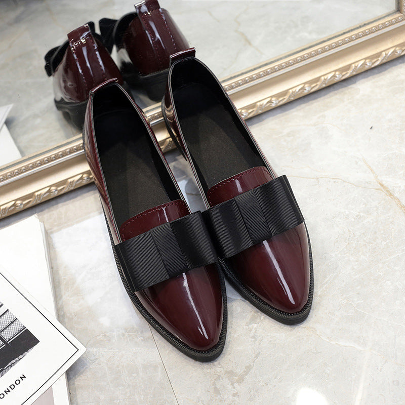 Women's Bow Accent Loafers Pointed Toe Flat Shoes
