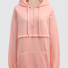 Casual Solid Zip Kangaroo Hoodie Long Sleeve Sweatshirt