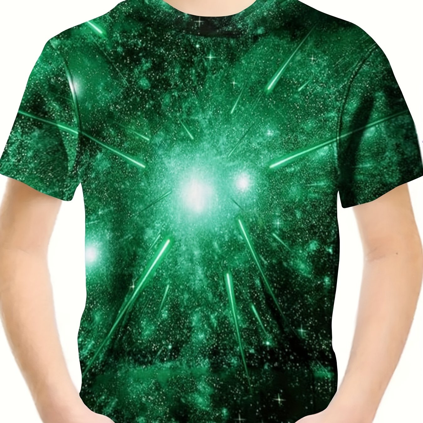 3D Green Light Crew Neck T-Shirt Girls Casual Pullover Tops Summer Sports