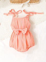 Sweet Infant Baby Girls Bowknot Suspenders Cotton Cami Onesie Romper