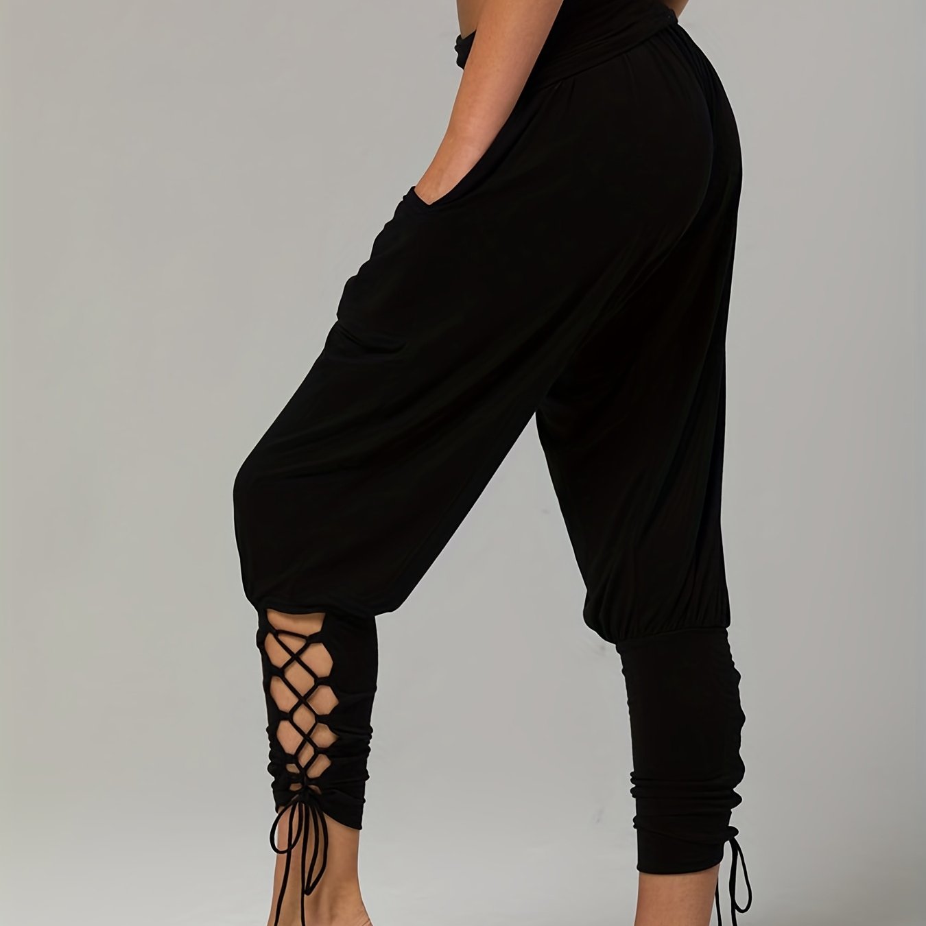 Ruched High Waist Drawstring Pants Casual