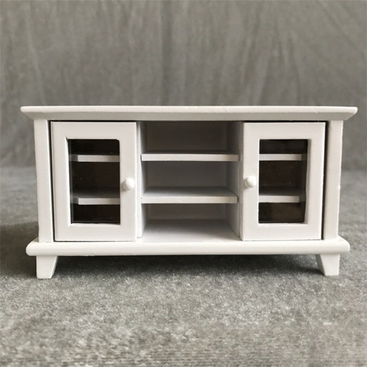 Dollhouse Mini Furniture Wooden TV Cabinet Storage Mini Villa Living Room Decor