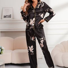Floral Print Pajama Set Long Sleeve Top & Pants