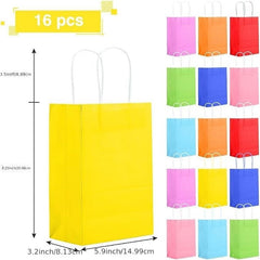 16pcs Colorful Gift Tote Bags for Various Occasions