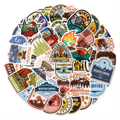 48pcs Outdoor Camping Waterproof Stickers for Water Bottles Cars Laptop Bike