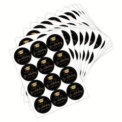 120 Graduation Thank You Stickers - Golden Round Adhesive Labels
