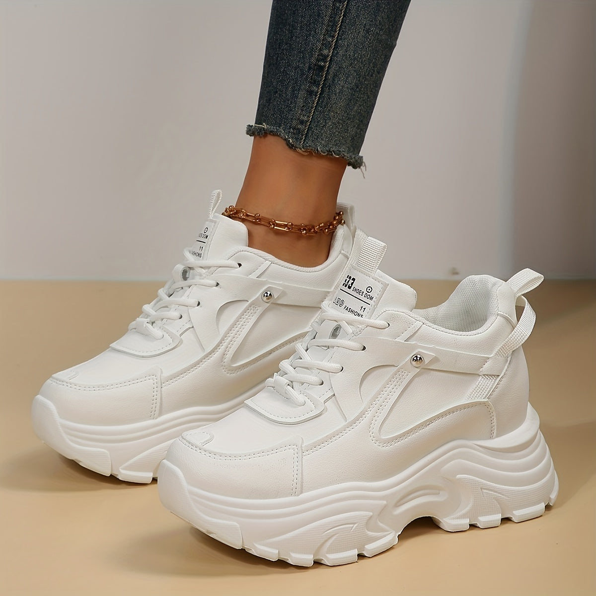 Women's Platform Waterproof Casual Sneakers Height Increasing Shoes