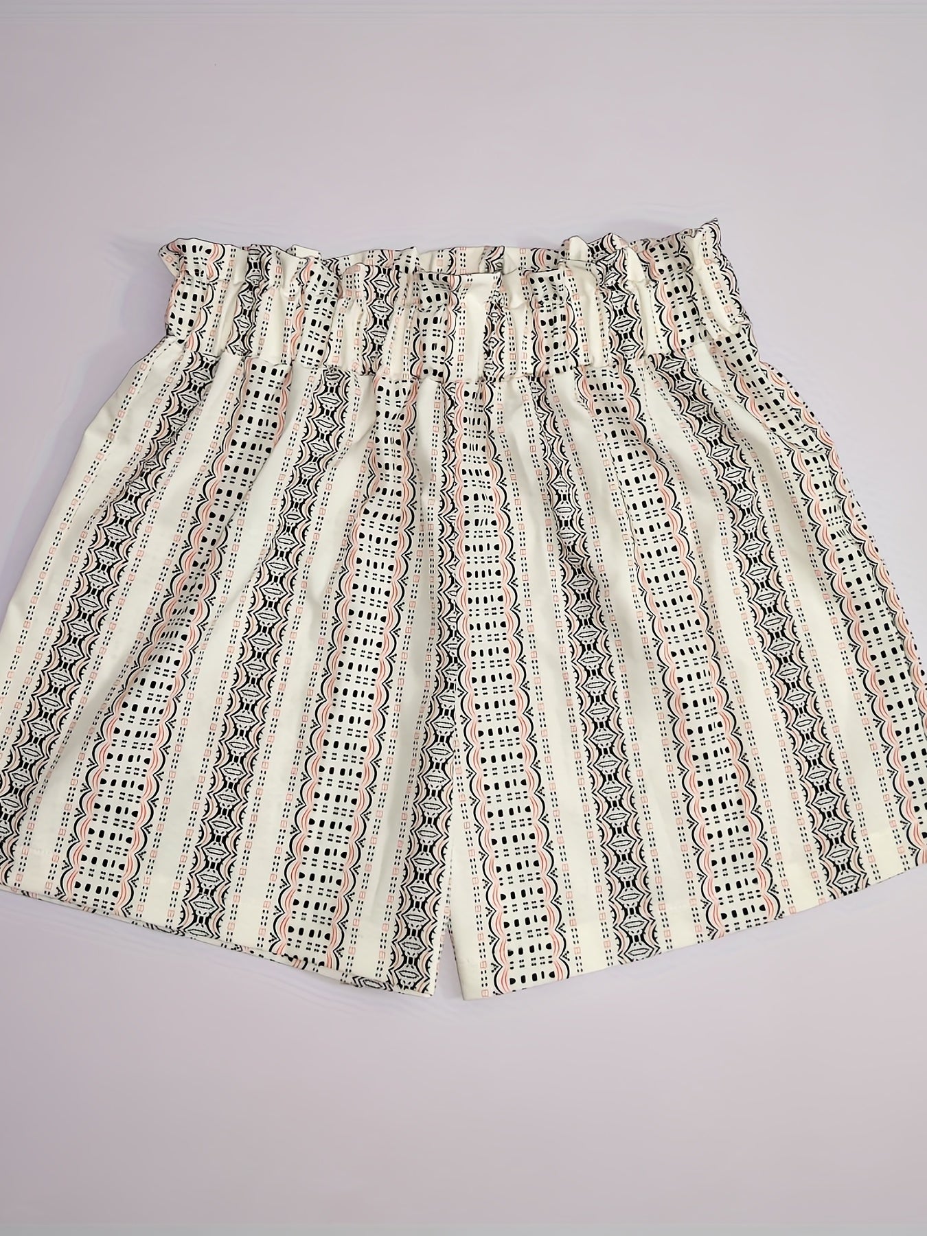 Striped Print Elastic Waist Shorts Boho Wide Leg Vacation Shorts