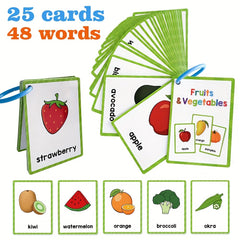Fruits Vegetable English Flashcards Pocket Card Kids Educational Learning Toys
