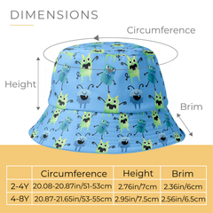 Boys Monster Print Bucket Hat for Sun Protection