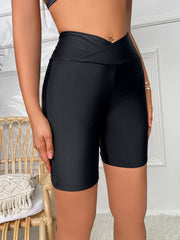 Cross Waist Yoga Shorts High Stretch Running Workout Shorts