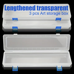 3pcs Translucent Plastic Storage Box for Long Paint Brushes Watercolor Pens