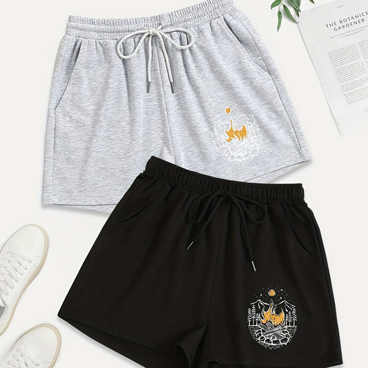 2 Pack Women's Plus Size Sporty Shorts Set