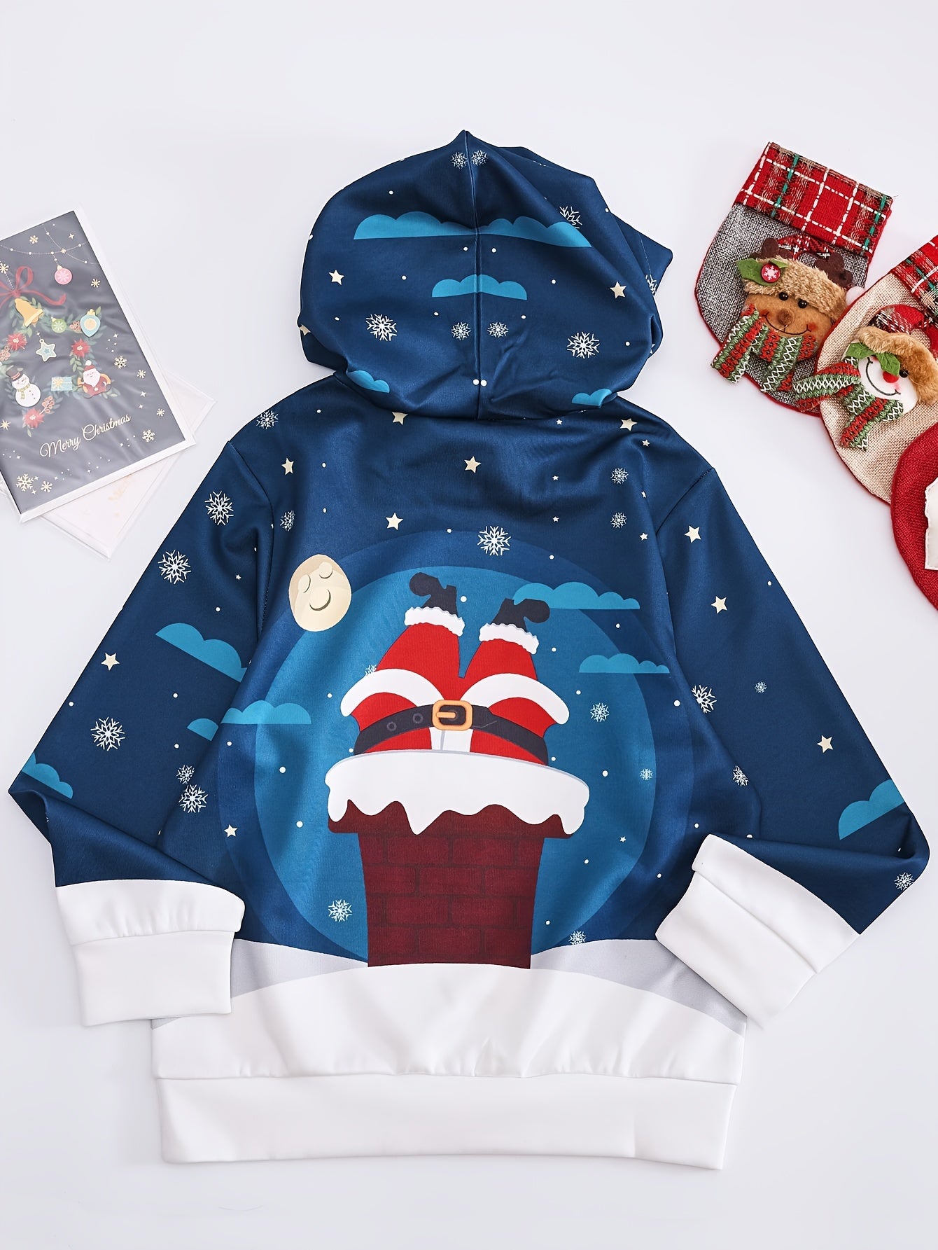 Christmas Santa Night Hoodie Sweatshirt Pullover Spring Fall Sports