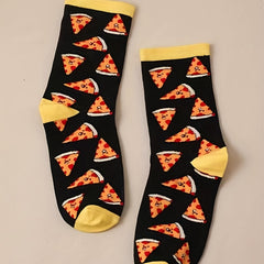Pizza Print Socks Women's Crew Stockings