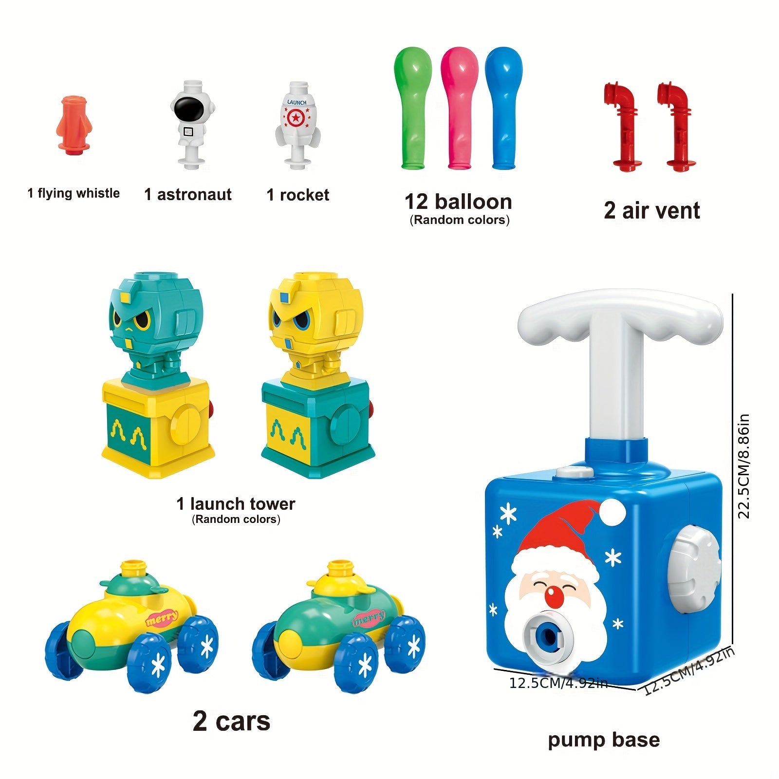 Christmas Toy Set Santa Claus Balloon Car & Flying Whistle Power Balloon