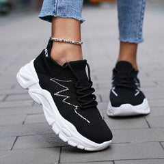 Women's Breathable Chunky Sneakers Lace-up Running Shoes