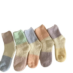 5 Pairs Thick Fluffy Slipper Socks Cozy Soft Warm Winter Women's Socks