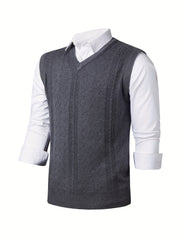Men's Wool Blend Sleeveless Sweater Vest for Autumn Winter