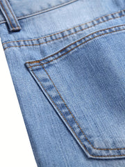 Mens Ripped Straight Denim Jeans With Pockets