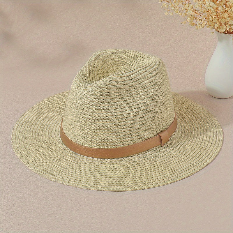 Straw Sun Hat Jazz Fedora Cap Unisex Beach Hats For Women Men