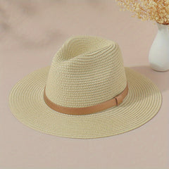Straw Sun Hat Jazz Fedora Cap Unisex Beach Hats For Women Men