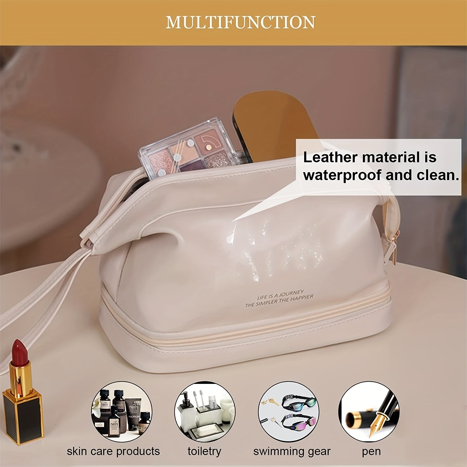 Portable Double Layer Makeup Bag for Women & Girls Travel