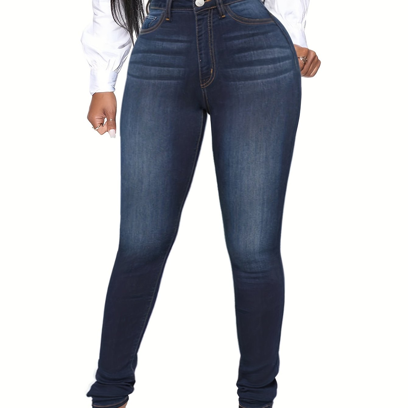 Plus Distressed High Rise Skinny Jeans