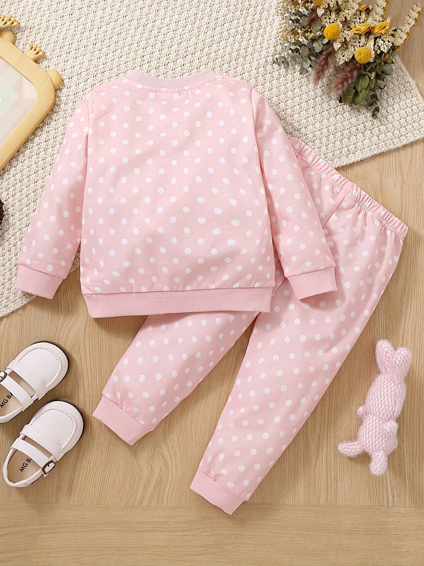 Baby Girls Rabbit Decor Dot 2pcs Set