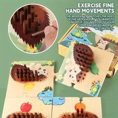 Hedgehog Game Wooden Board Game 100 Wooden Sticks Plug In Game with Dice