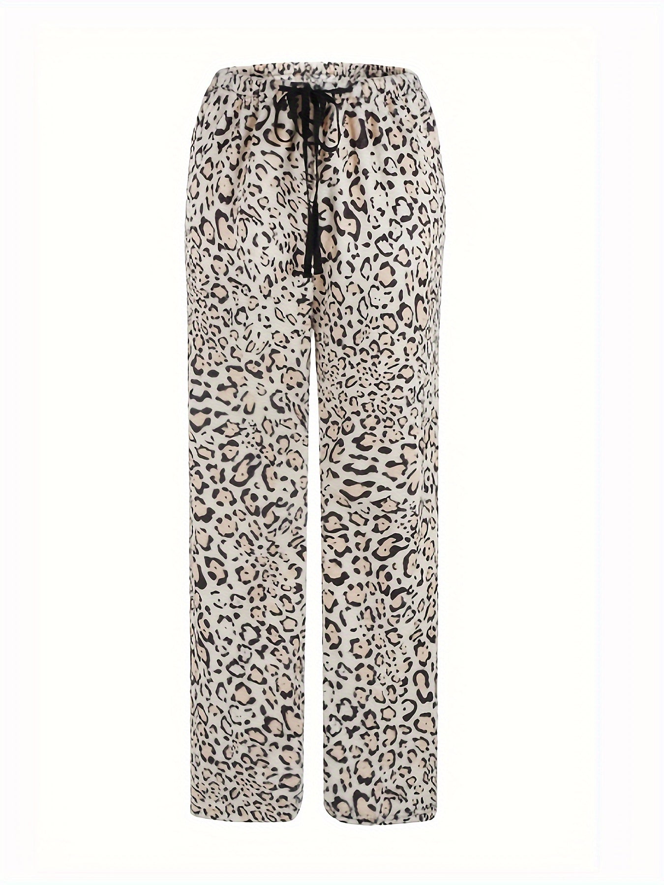 Heart Print Fuzzy Lounge Pants Lace Up Comfy Warm Womens Loungewear & Sleepwear