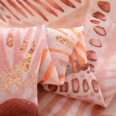 Pink Flower Print Shinny Scarf Breathable Head Wrap