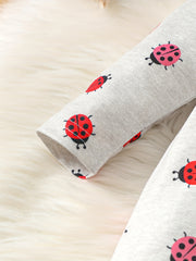 2pcs Baby Girls Ladybug Romper & Hat Set