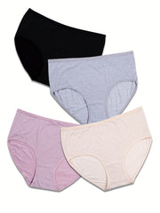 4 Pack Plus Size Panties Set Women's Plus Size Mid Waisted Soft & Breathable