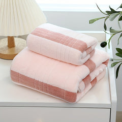 2pcs Striped Towel Set Soft Absorbent
