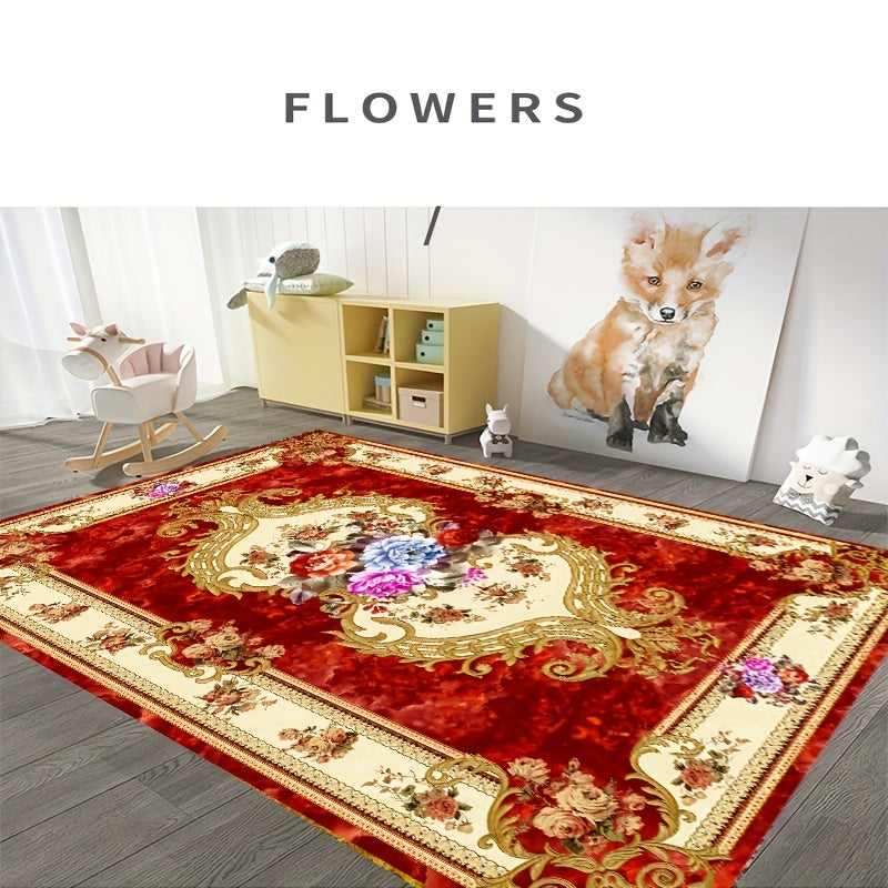 1pc Boho Anti Fatigue Kitchen Rugs Red Vintage Absorbent Non Slip Rugs