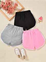 Girls Casual Plain Waistband Shorts for Kids Summer